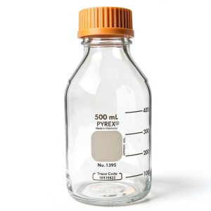 Pyrex 500mL Round Media Storage Bottle with GL45 Orange Screw Cap-0