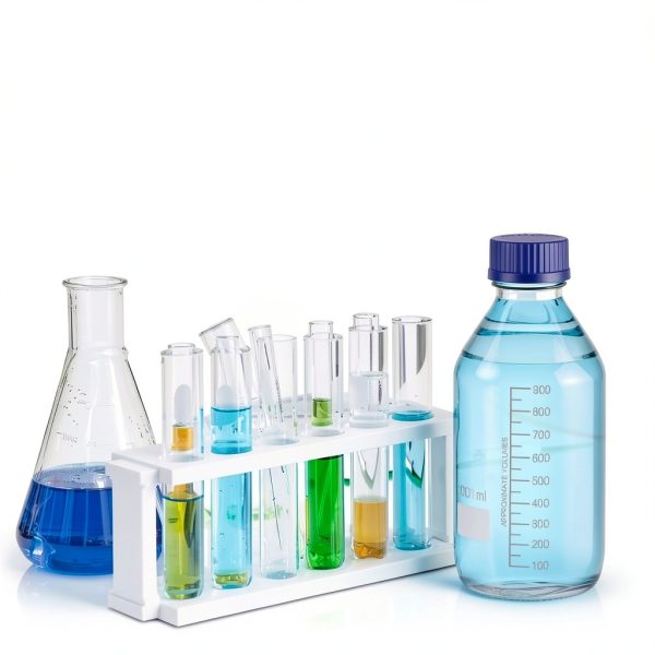 QWORK 1000ml Glass Storage Bottles 2 Pack Leakproof GL45 Blue Caps-3