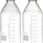 QWORK 1000ml Glass Storage Bottles 2 Pack Leakproof GL45 Blue Caps-0