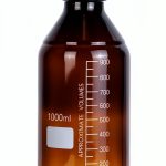 Moonetto 4 Pack Amber Brown Glass 1000 mL Graduated Round Lab Reagent Media/Storage Bottle With GL45 Orange Screw Cap-0