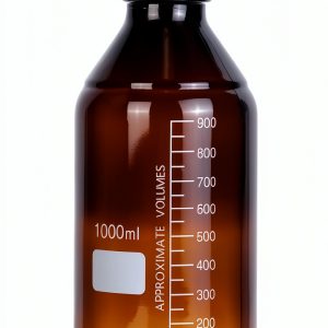 Moonetto 4 Pack Amber Brown Glass 1000 mL Graduated Round Lab Reagent Media/Storage Bottle With GL45 Orange Screw Cap-0