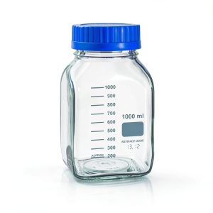 United Scientific Wide Mouth Media Storage Bottle with GL80 Screw Cap - Borosilicate Glass Bottles with Caps - Premium Scientific Glassware for Labs, Classroom, or Home Use, 1000mL (1L), PK/10-0