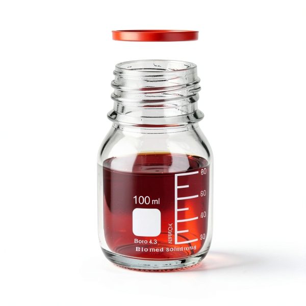 Biomed Solutions Media Storage bottle Borosilicate 3.3 Glass Container with PBT GL45 Screw Cap,PBT Pour Ring and PTFE Septa,Sterile,100mL,2/Pk-1