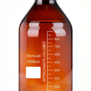 stonylab Amber Glass Graduated Round Media Storage Bottles with GL45 Screw Cap, 1000 ml, 1 Pack-0