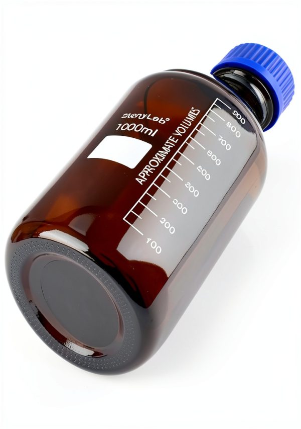 stonylab Amber Glass Graduated Round Media Storage Bottles with GL45 Screw Cap, 1000 ml, 1 Pack-3