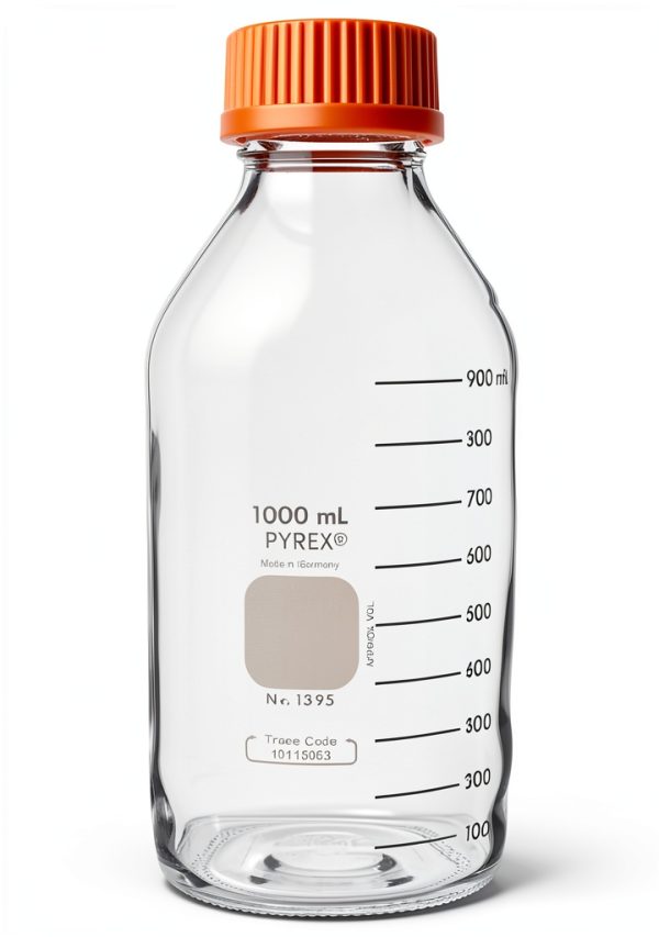 Pyrex Round Media Storage Bottle 1L Borosilicate Leak‑Proof Lab Glass-1
