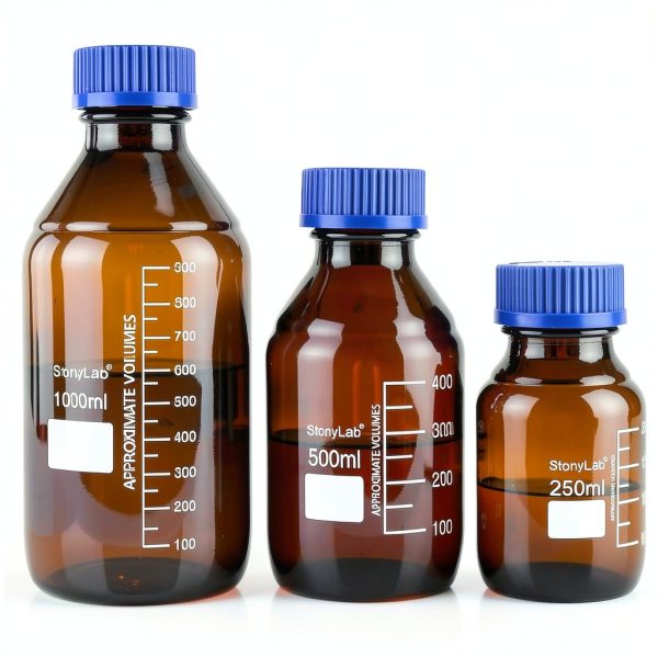 stonylab Amber Glass Graduated Round Media Storage Bottles with GL45 Screw Cap, 1000 ml, 1 Pack-4