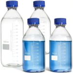 Yopay 4 Pack Glass Media Bottle 1000ml with GL45 Blue Screw Cap-0
