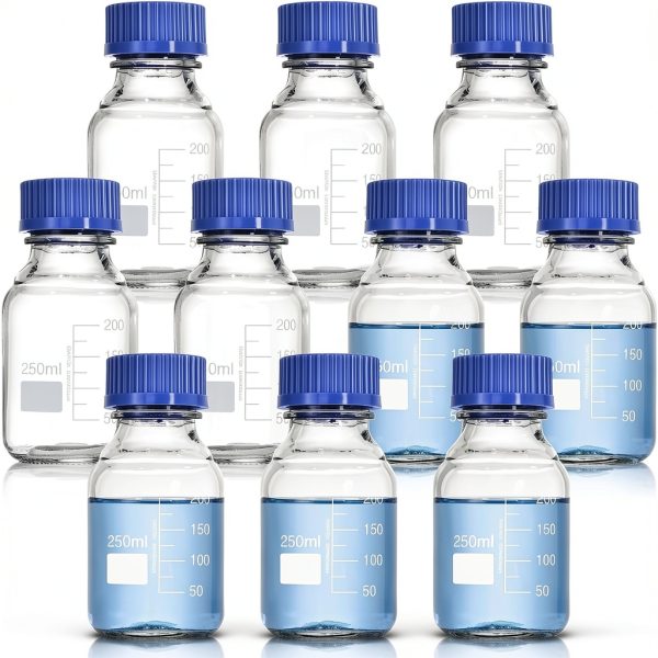 Yopay 10 Pack Media Storage Bottles 250ml with Blue Screw Cap-6